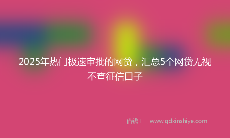 2025年热门极速审批的网贷，汇总5个网贷无视不查征信口子
