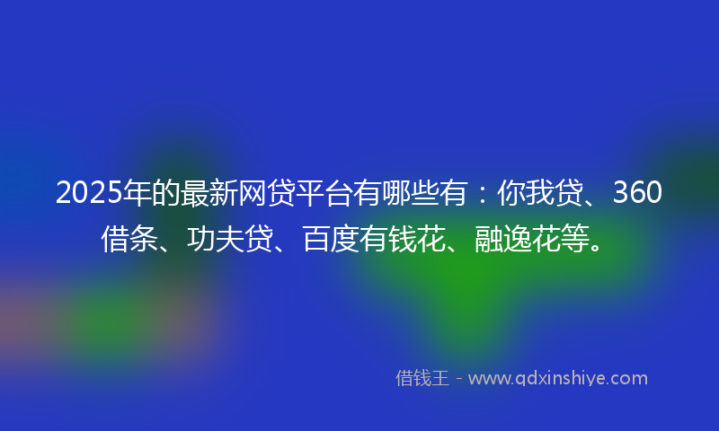 2025年的最新网贷平台有哪些有：你我贷、360借条、功夫贷、百度有钱花、融逸花等。