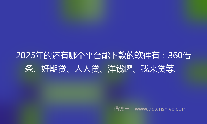 2025年的还有哪个平台能下款的软件有：360借条、好期贷、人人贷、洋钱罐、我来贷等。