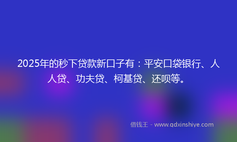 2025年的秒下贷款新口子有：平安口袋银行、人人贷、功夫贷、柯基贷、还呗等。