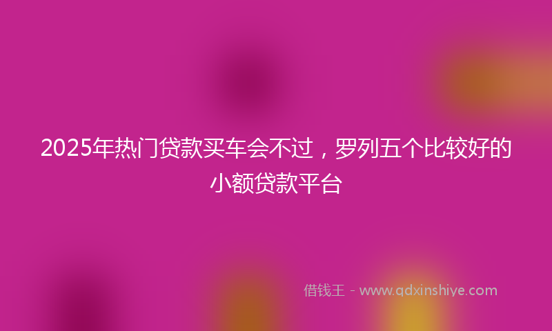 2025年热门贷款买车会不过，罗列五个比较好的小额贷款平台