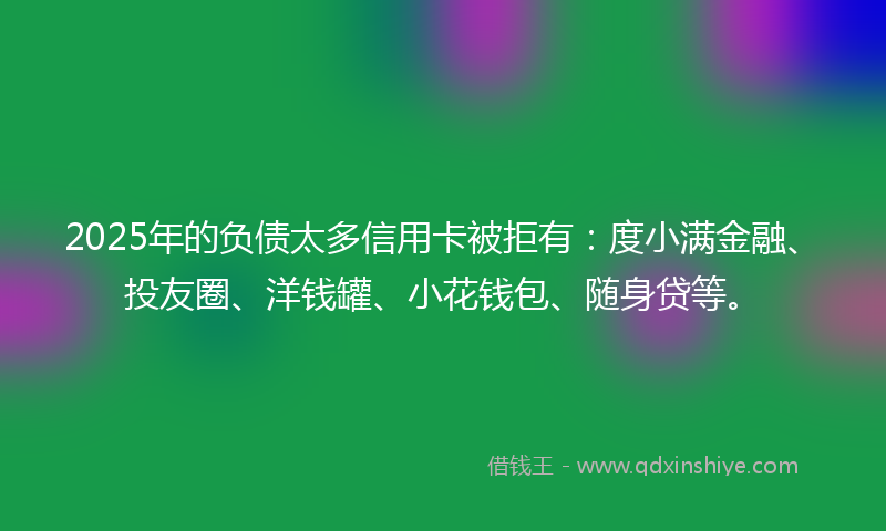 2025年的负债太多信用卡被拒有：度小满金融、投友圈、洋钱罐、小花钱包、随身贷等。