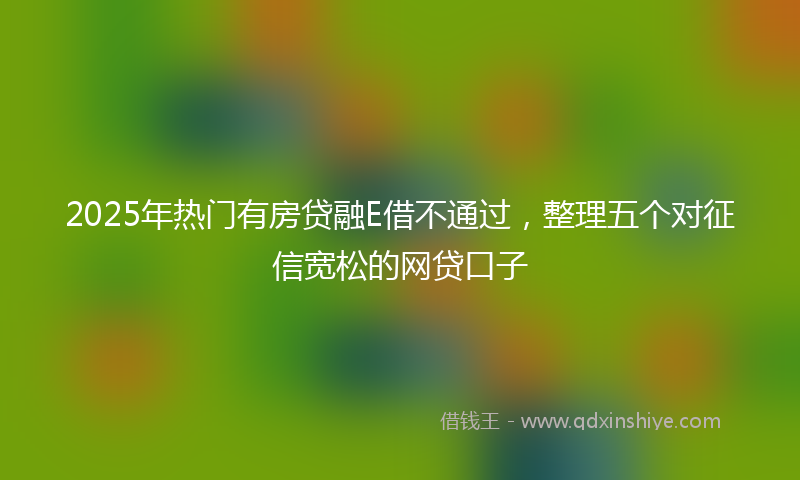 2025年热门有房贷融E借不通过，整理五个对征信宽松的网贷口子