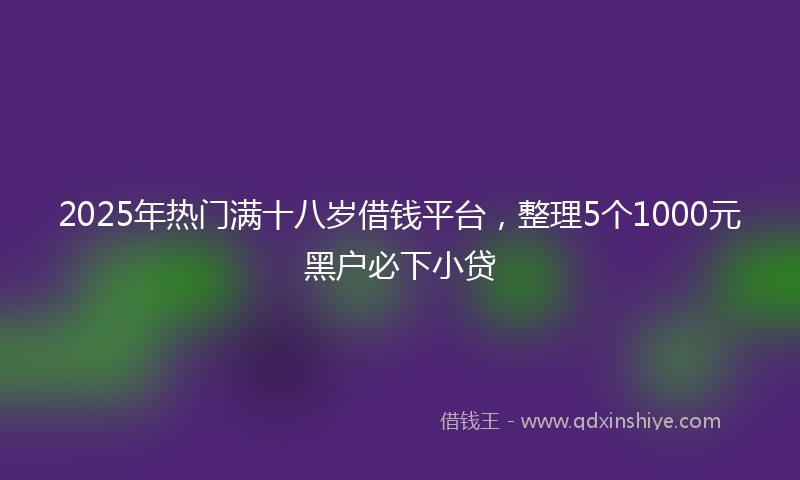 2025年热门满十八岁借钱平台，整理5个1000元黑户必下小贷