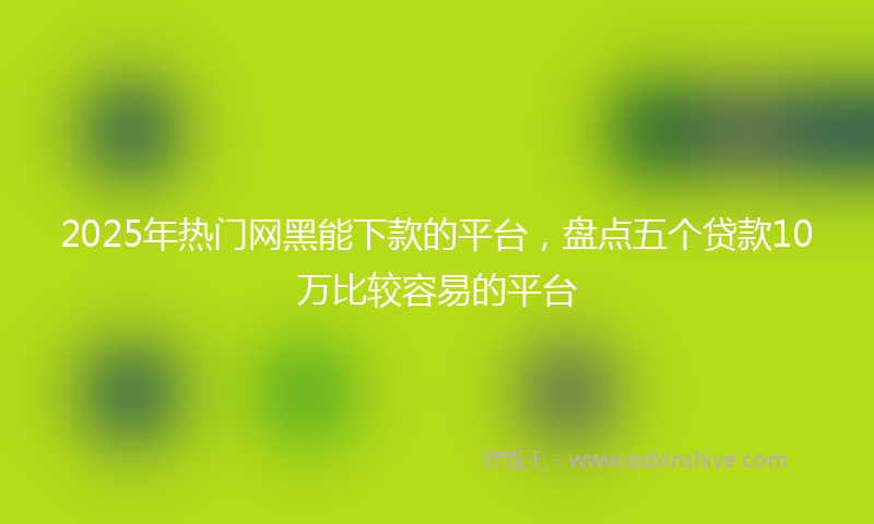2025年热门网黑能下款的平台，盘点五个贷款10万比较容易的平台