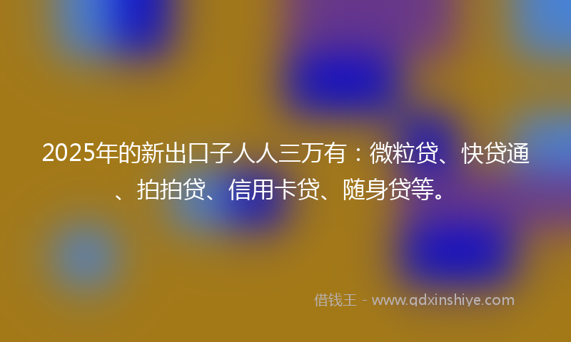 2025年的新出口子人人三万有：微粒贷、快贷通、拍拍贷、信用卡贷、随身贷等。