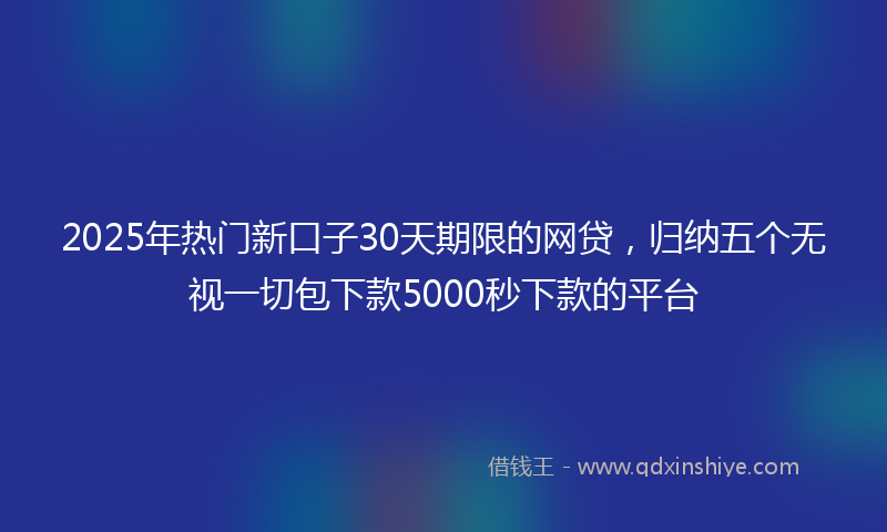 2025年热门新口子30天期限的网贷，归纳五个无视一切包下款5000秒下款的平台