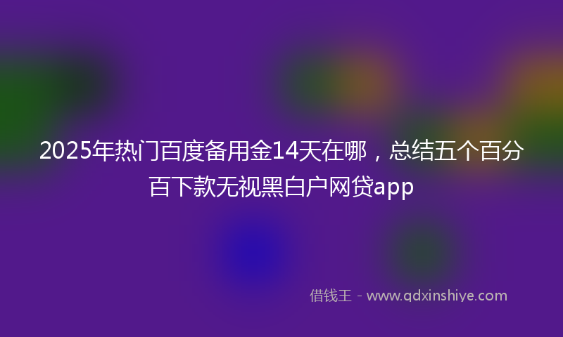 2025年热门百度备用金14天在哪，总结五个百分百下款无视黑白户网贷app