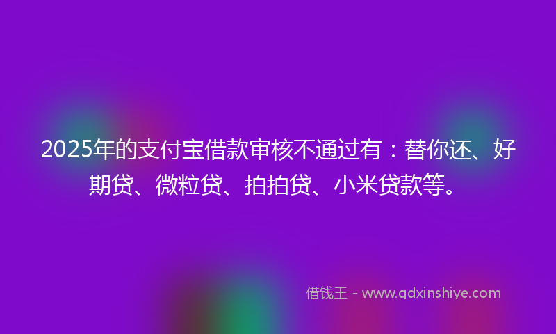 2025年的支付宝借款审核不通过有：替你还、好期贷、微粒贷、拍拍贷、小米贷款等。