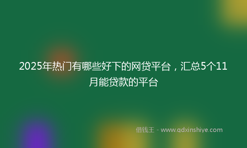2025年热门有哪些好下的网贷平台，汇总5个11月能贷款的平台