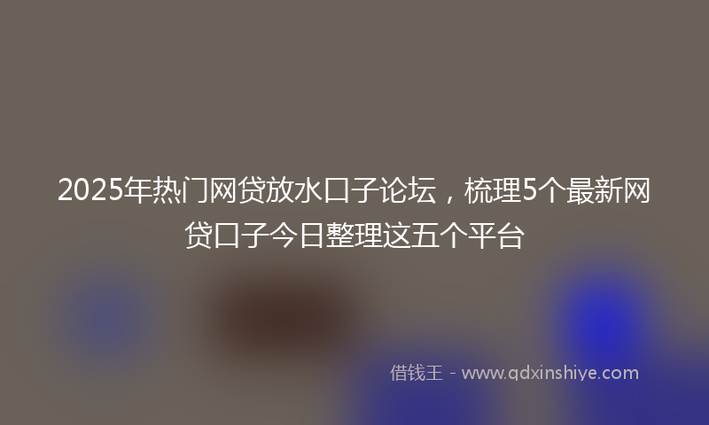 2025年热门网贷放水口子论坛，梳理5个最新网贷口子今日整理这五个平台