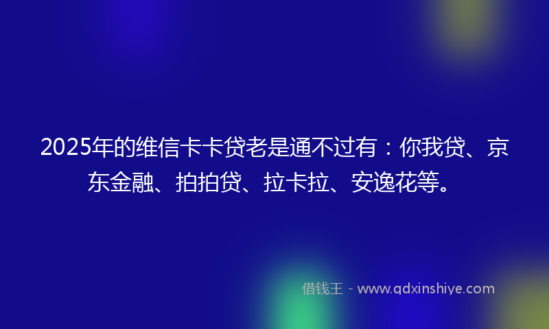 2025年的维信卡卡贷老是通不过有：你我贷、京东金融、拍拍贷、拉卡拉、安逸花等。