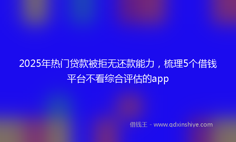 2025年热门贷款被拒无还款能力，梳理5个借钱平台不看综合评估的app