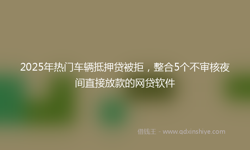 2025年热门车辆抵押贷被拒，整合5个不审核夜间直接放款的网贷软件