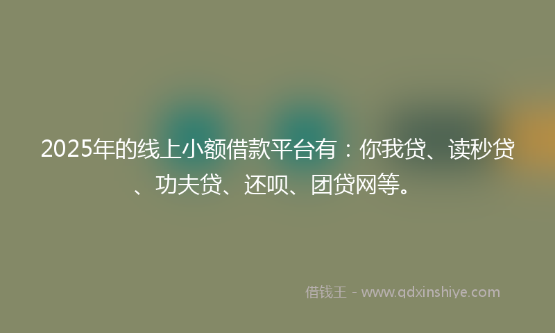 2025年的线上小额借款平台有：你我贷、读秒贷、功夫贷、还呗、团贷网等。