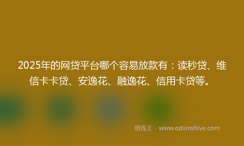 2025年的网贷平台哪个容易放款有：读秒贷、维信卡卡贷、安逸花、融逸花、信用卡贷等。