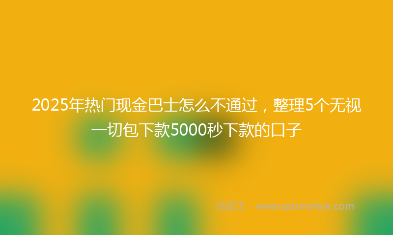 2025年热门现金巴士怎么不通过，整理5个无视一切包下款5000秒下款的口子
