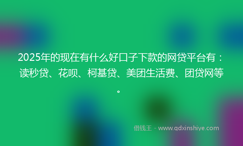 2025年的现在有什么好口子下款的网贷平台有：读秒贷、花呗、柯基贷、美团生活费、团贷网等。