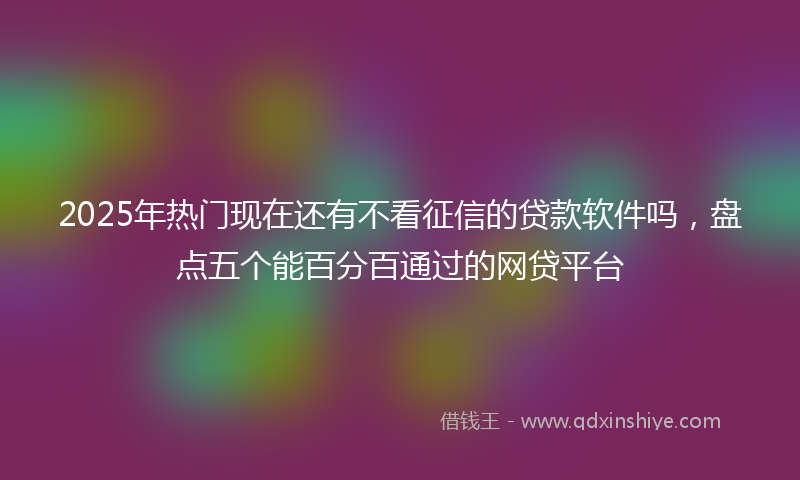 2025年热门现在还有不看征信的贷款软件吗，盘点五个能百分百通过的网贷平台