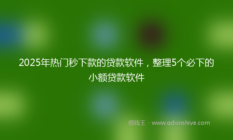 2025年热门秒下款的贷款软件，整理5个必下的小额贷款软件