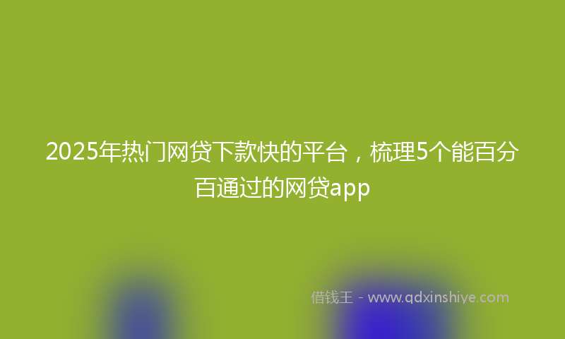 2025年热门网贷下款快的平台，梳理5个能百分百通过的网贷app