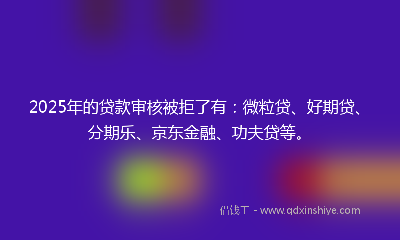 2025年的贷款审核被拒了有：微粒贷、好期贷、分期乐、京东金融、功夫贷等。