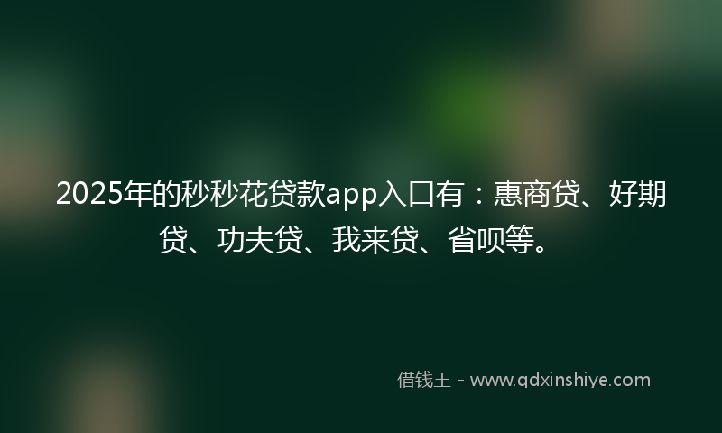 2025年的秒秒花贷款app入口有：惠商贷、好期贷、功夫贷、我来贷、省呗等。
