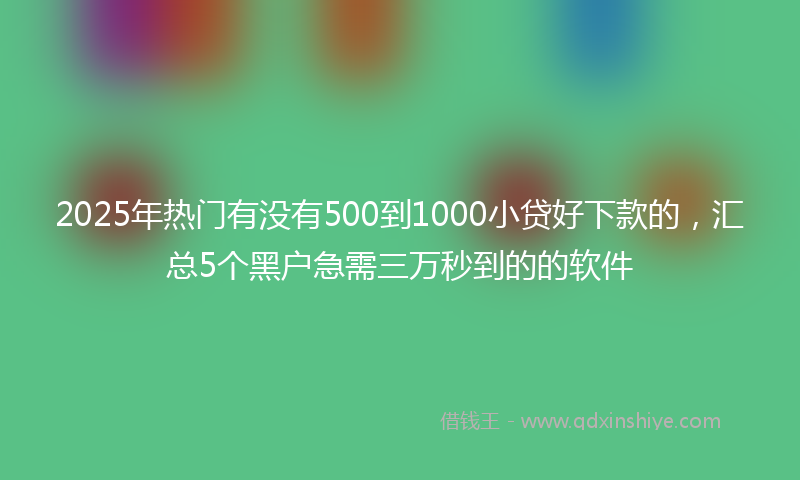2025年热门有没有500到1000小贷好下款的，汇总5个黑户急需三万秒到的的软件