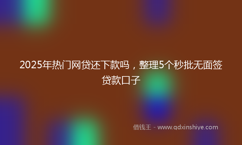 2025年热门网贷还下款吗，整理5个秒批无面签贷款口子