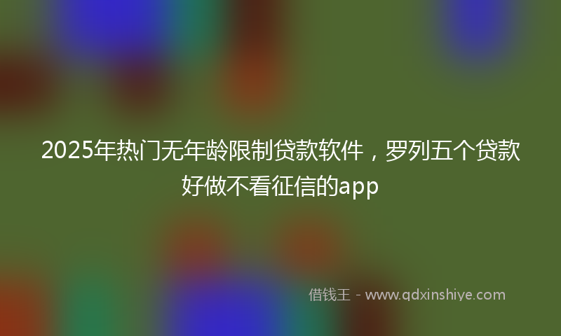 2025年热门无年龄限制贷款软件，罗列五个贷款好做不看征信的app