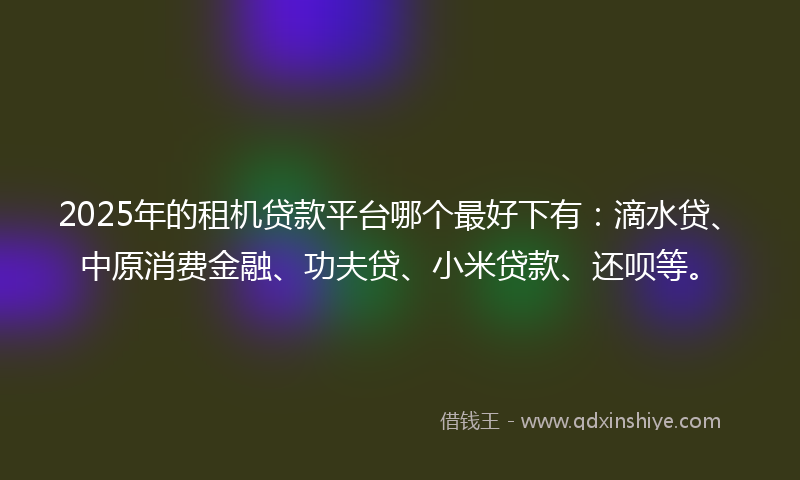 2025年的租机贷款平台哪个最好下有：滴水贷、中原消费金融、功夫贷、小米贷款、还呗等。