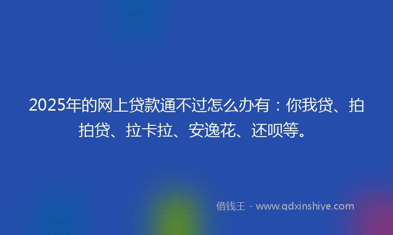 2025年的网上贷款通不过怎么办有：你我贷、拍拍贷、拉卡拉、安逸花、还呗等。