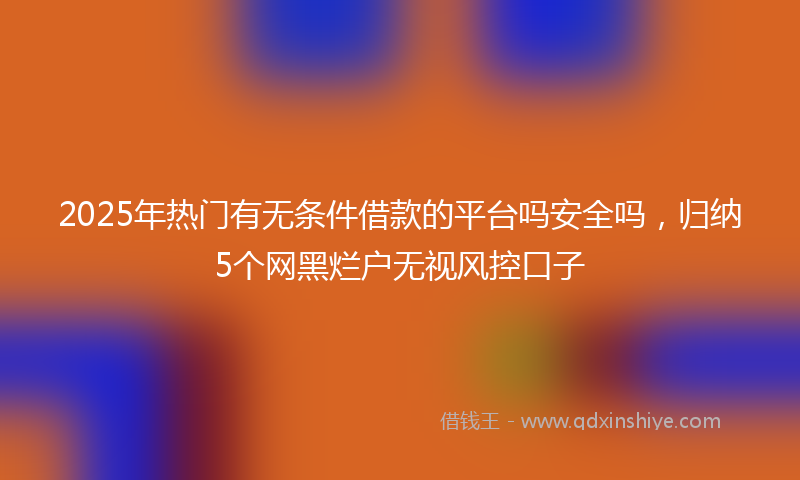 2025年热门有无条件借款的平台吗安全吗，归纳5个网黑烂户无视风控口子