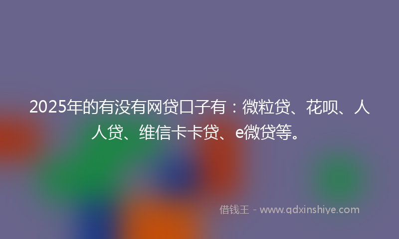 2025年的有没有网贷口子有:微粒贷、花呗、人人贷、维信卡卡贷、e微贷等。