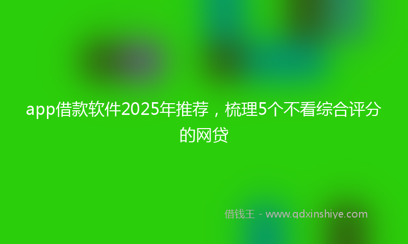 app借款软件2025年推荐，梳理5个不看综合评分的网贷