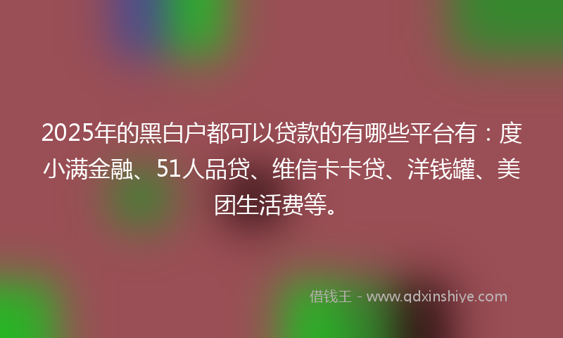 2025年的黑白户都可以贷款的有哪些平台有：度小满金融、51人品贷、维信卡卡贷、洋钱罐、美团生活费等。