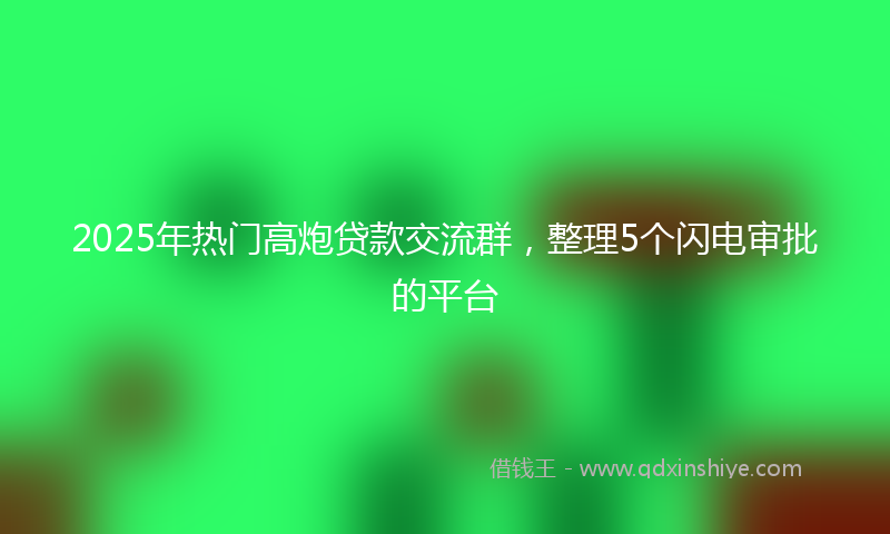 2025年热门高炮贷款交流群，整理5个闪电审批的平台