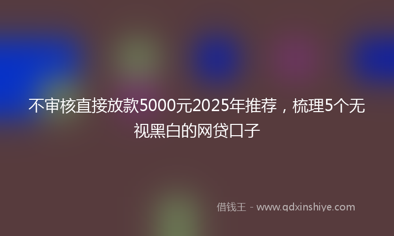 不审核直接放款5000元2025年推荐，梳理5个无视黑白的网贷口子