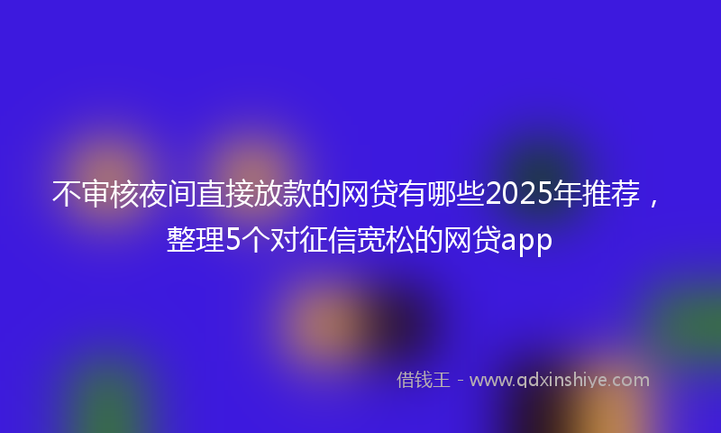 不审核夜间直接放款的网贷有哪些2025年推荐，整理5个对征信宽松的网贷app