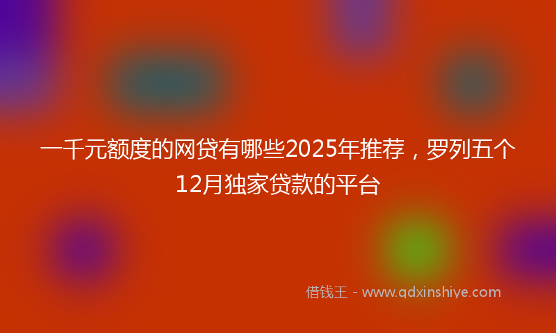 一千元额度的网贷有哪些2025年推荐，罗列五个12月独家贷款的平台