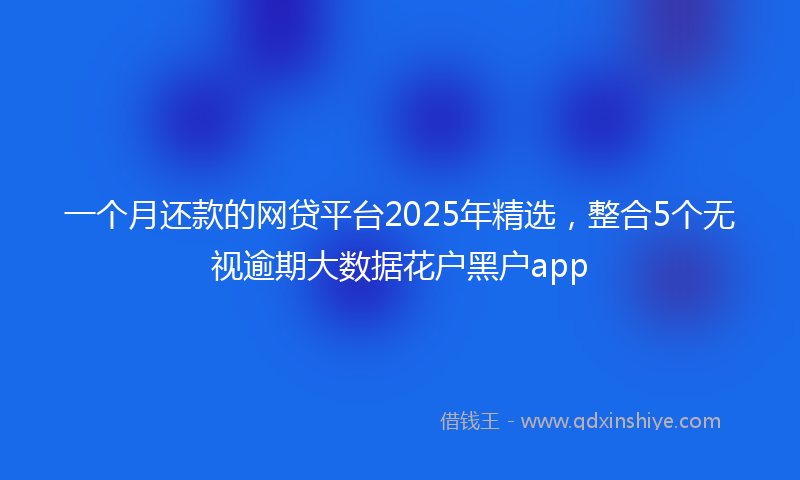 一个月还款的网贷平台2025年精选，整合5个无视逾期大数据花户黑户app