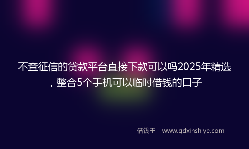 不查征信的贷款平台直接下款可以吗2025年精选，整合5个手机可以临时借钱的口子