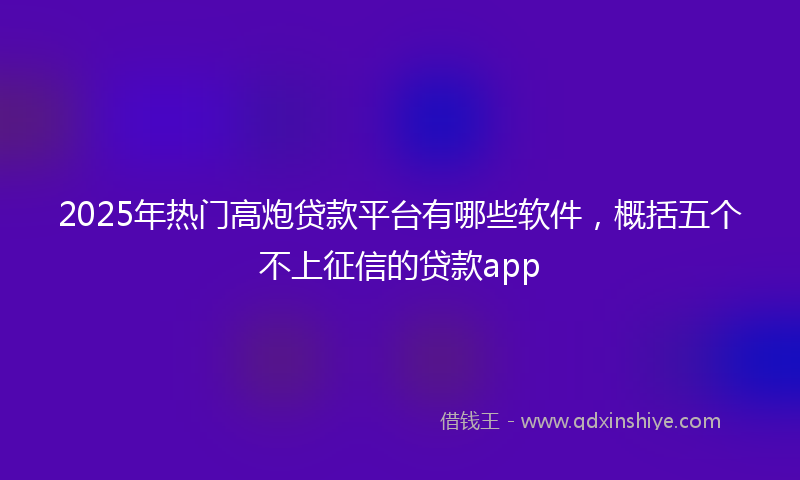 2025年热门高炮贷款平台有哪些软件，概括五个不上征信的贷款app