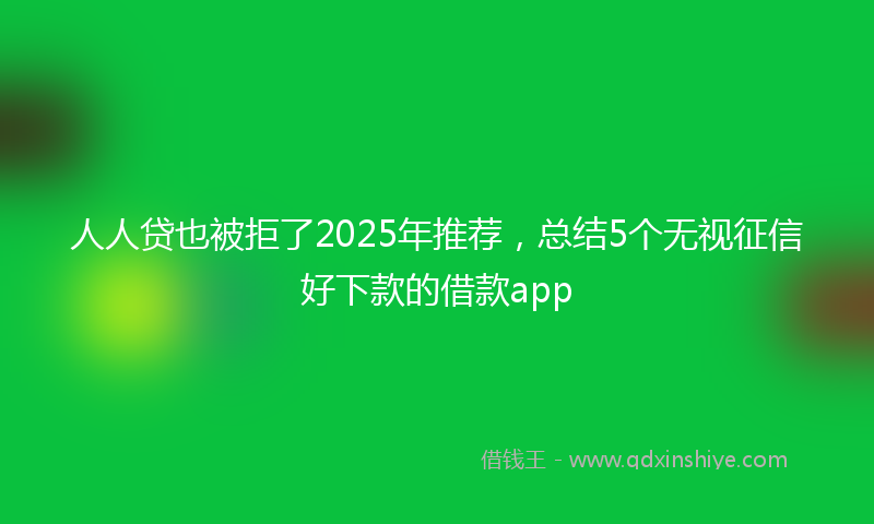 人人贷也被拒了2025年推荐，总结5个无视征信好下款的借款app