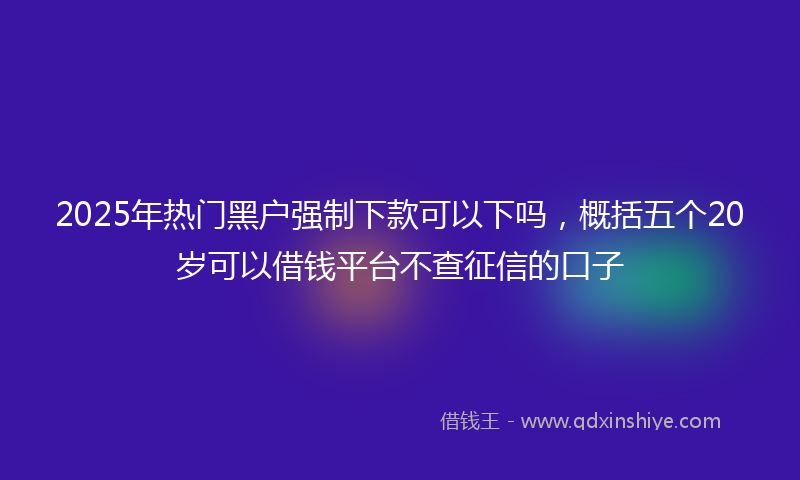 2025年热门黑户强制下款可以下吗，概括五个20岁可以借钱平台不查征信的口子