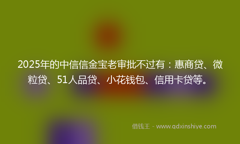 2025年的中信信金宝老审批不过有：惠商贷、微粒贷、51人品贷、小花钱包、信用卡贷等。