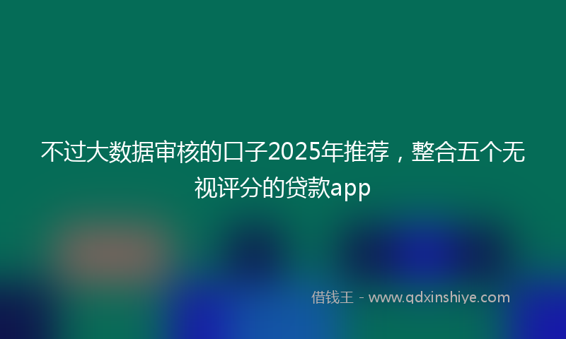 不过大数据审核的口子2025年推荐，整合五个无视评分的贷款app