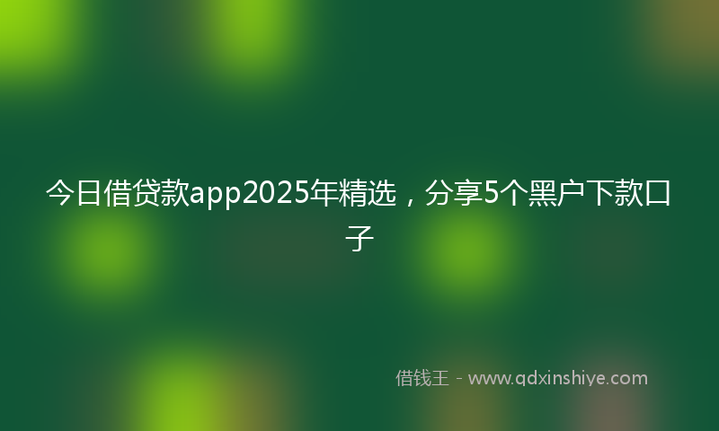 今日借贷款app2025年精选，分享5个黑户下款口子