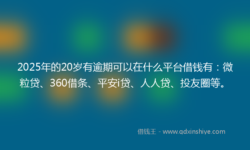 2025年的20岁有逾期可以在什么平台借钱有：微粒贷、360借条、平安i贷、人人贷、投友圈等。