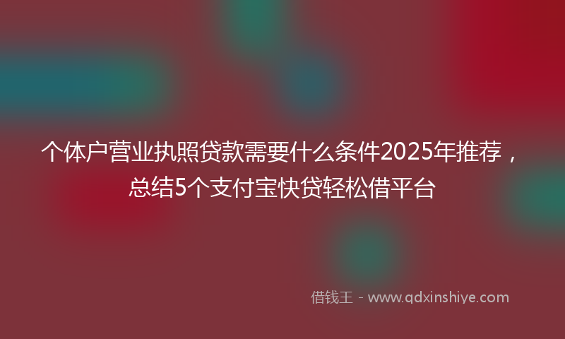 个体户营业执照贷款需要什么条件2025年推荐，总结5个支付宝快贷轻松借平台
